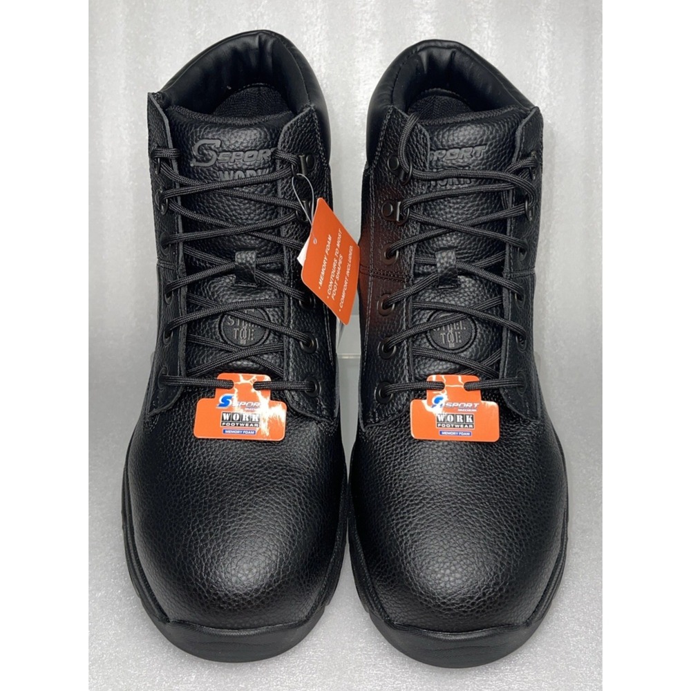 S Sport By Skechers Elton Black Steel Toe Leather Work Boots Men's Size 13‎ NEW - Picture 10 of 16